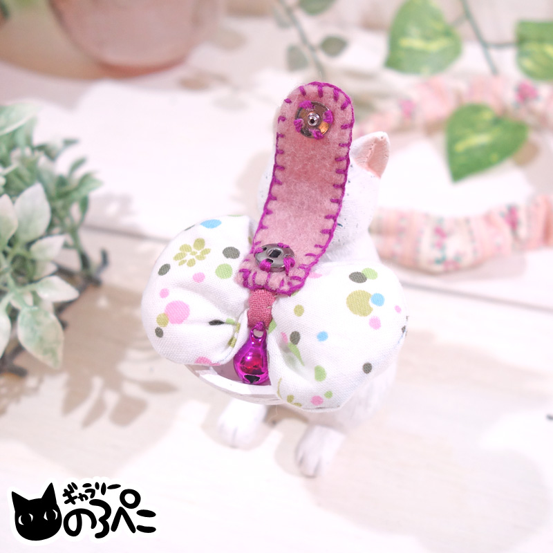 幅広シュシュ、紫陽花柄(ピンク)わんちゃん猫ちゃん用 猫の暮らし シュシュカラー フローラ 猫 首輪 シュシュ 猫用